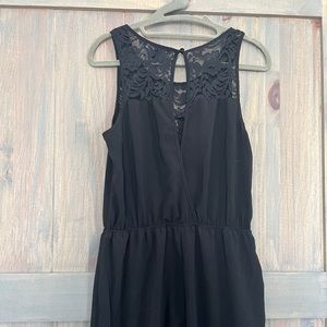 Black jumpsuit with lace detailing